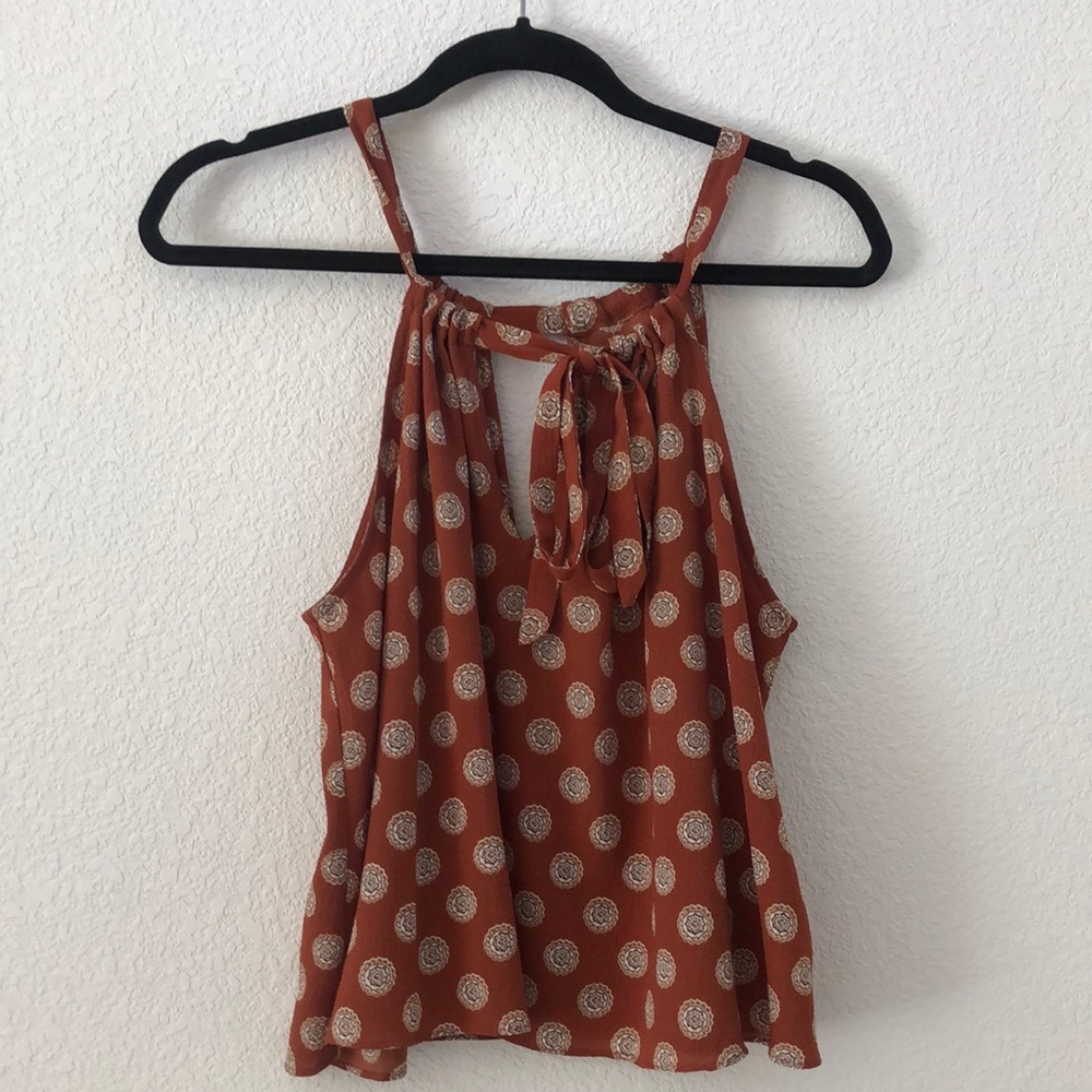 Forever 21 Brown Mandala Tie Sleeveless Blouse Size M